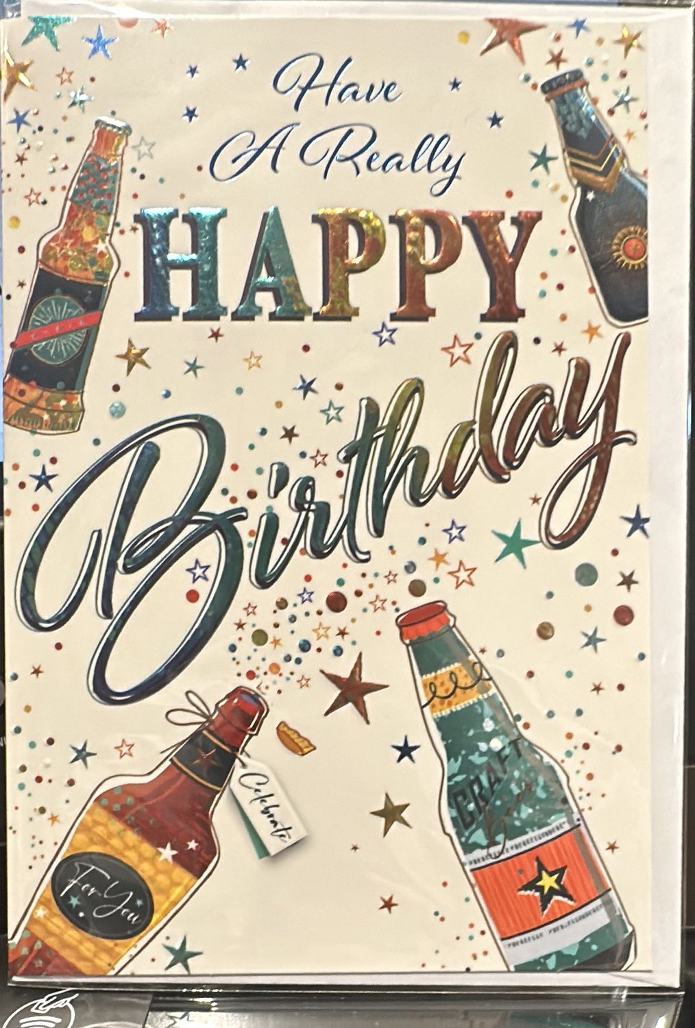 Open birthday shiny beer bottles