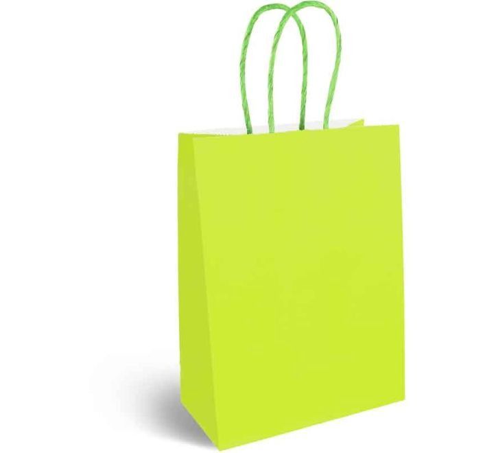 Lime Green Paper Gift Bag with Handles – Medium Party Gift Bag