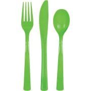 Lime Green Plastic Cutlery Set – 18 Pack Assorted Party Cutlery