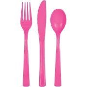 Pink Plastic Cutlery Set – 18 Pack Assorted Party Cutlery