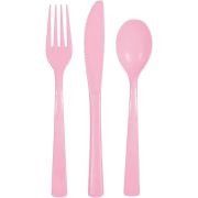 Light Pink Plastic Cutlery Set – 18 Pack Assorted Party Cutlery