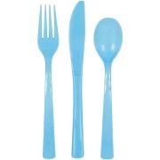 Light Blue Plastic Cutlery Set – 18 Pack Assorted Party Cutlery