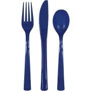 Navy Blue Plastic Cutlery Set – 18 Pack Assorted Party Cutlery
