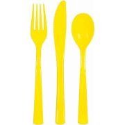 Yellow Plastic Cutlery Set – 18 Pack Assorted Party Cutlery