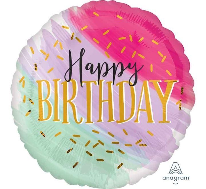 Pastel Happy Birthday Round Foil Balloon – 18"