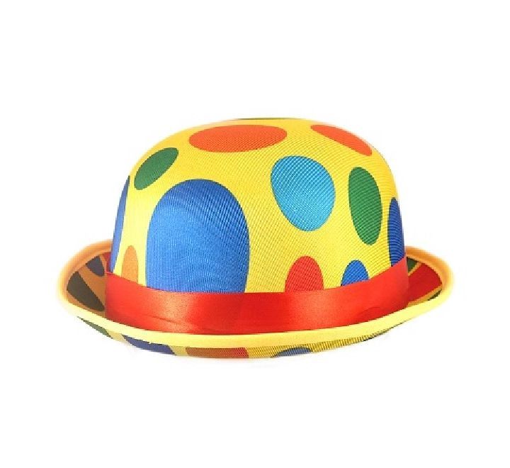 Adult Clown Bowler Hat – Colourful Polka Dot Party Hat