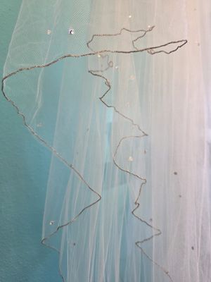 Ivory Two Tier Rhinestone Veil - Finger Tip Length