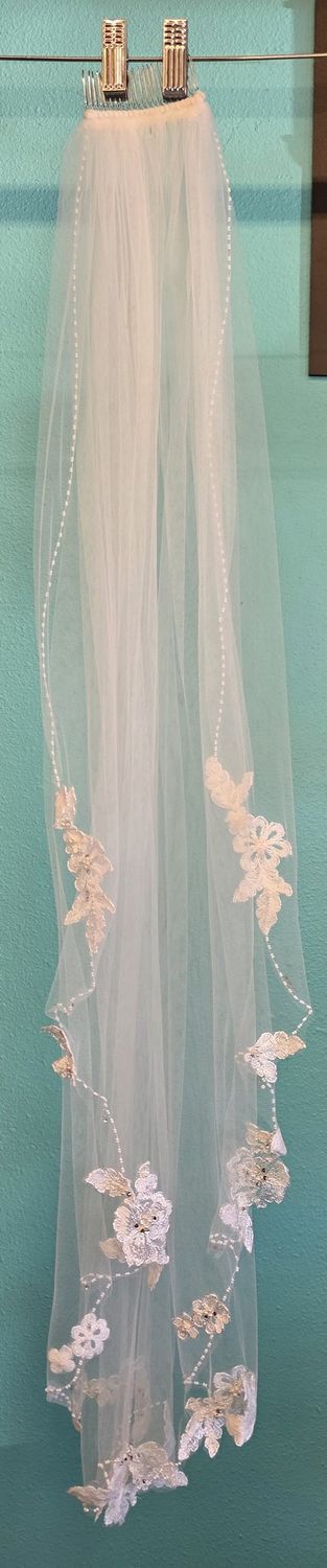 Ivory - Lace Beaded Edge - Veil