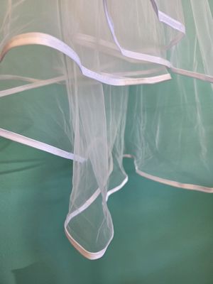 White Two Tier Satin Edge Veil