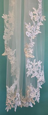 Ivory - Single Tier - Lace Edge - Veil
