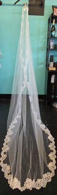 Ivory - Cathedral Length - Full Lace Edge - Veil