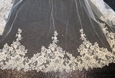 Ivory - Cathedral Length - Lace Sequin Applique