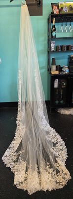Ivory - Cathedral Length - Lace Sequin Applique