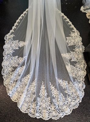Ivory  - Cathedral Length - Full Lace Edge - Veil