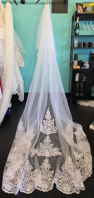 White - Two Tier - Cathedral Length - Lace Edge - Veil
