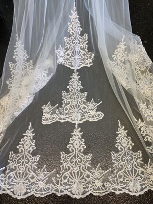 White - Two Tier - Cathedral Length - Lace Edge - Veil