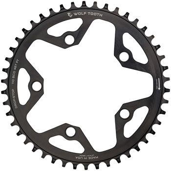 Wolf Tooth 110 BCD Cyclocross and Road Chainring - 46t, 110 BCD, 5-Bolt, Drop-Stop B, 10/11/12-Speed Eagle and Flattop Compatible, Black