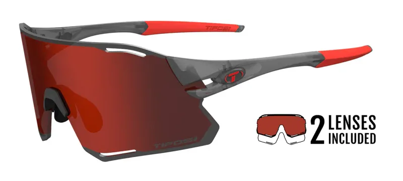 TIFOSI  Rail Race, Satin Vapor Interchangeable Sunglasses, Clarion Red/Clear
