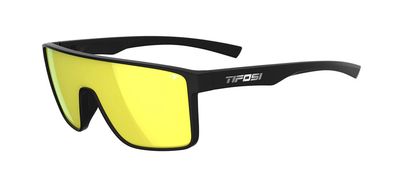 TIFOSI Sanctum, Matte Black Single Lens Sunglasses, Smoke Yellow Mirror