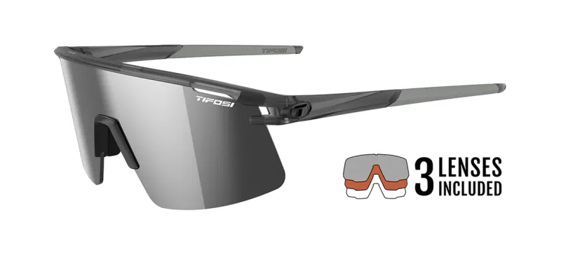 TIFOSI Moab Lite, Satin Vapor Interchangeable Sunglasses, Silver Mirror/AC Red/Clear