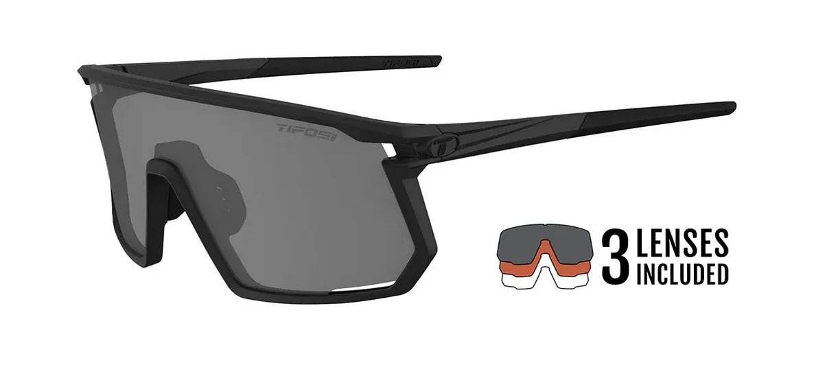Tifosi Moab, Blackout Interchangeable Sunglasses, Smoke/AC Red/Clear