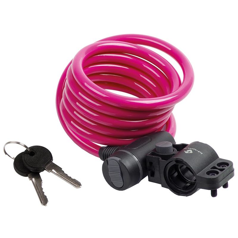 M-Wave, S 10.18, Candado de cable, Llave, 10mm, 10x1800mm, Rosa