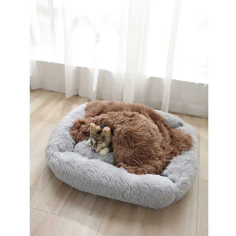 Long Plush Beds Calming Bed Hondenmand Pet Kennel Mat Cushion Super Soft Fluffy Comfortable Sofa