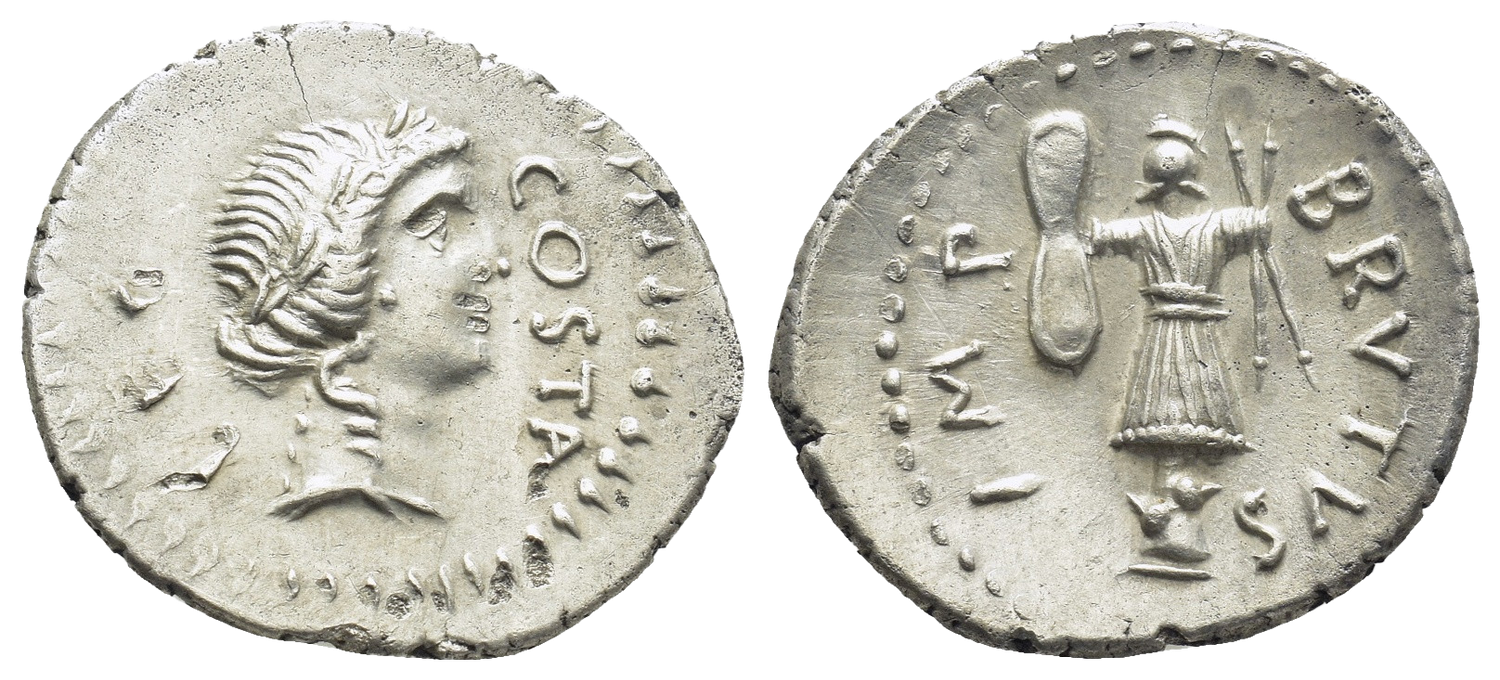 Q. Servilius Caepio Brutus ( Marcus Junius Brutus), late summer-autumn 42 BC. AR Denarius