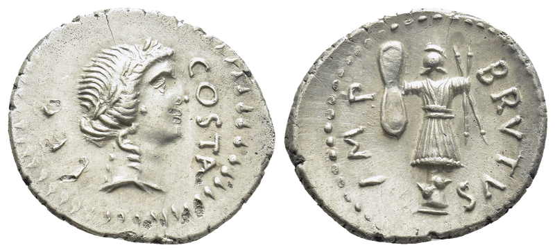 Q. Servilius Caepio Brutus ( Marcus Junius Brutus), late summer-autumn 42 BC. AR Denarius Q. Servilius Caepio Brutus ( Marcus Junius Brutus), late summer-autumn 42 BC. AR Denarius