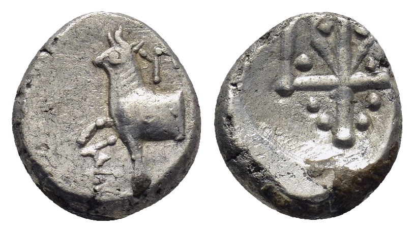 THRACE, Byzantion. 387-340 BC. AR Hemidrachm (1.86g - 11mm).