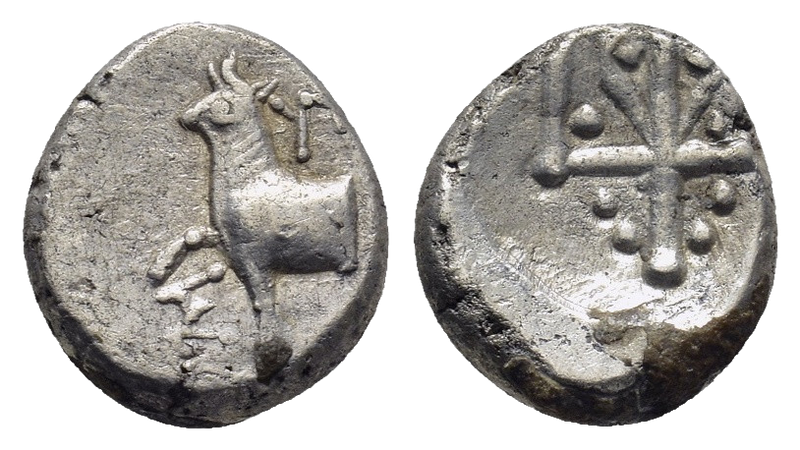 THRACE, Byzantion. 387-340 BC. AR Hemidrachm (1.86g - 11mm). THRACE, Byzantion. 387-340 BC. AR Hemidrachm (1.86g - 11mm).