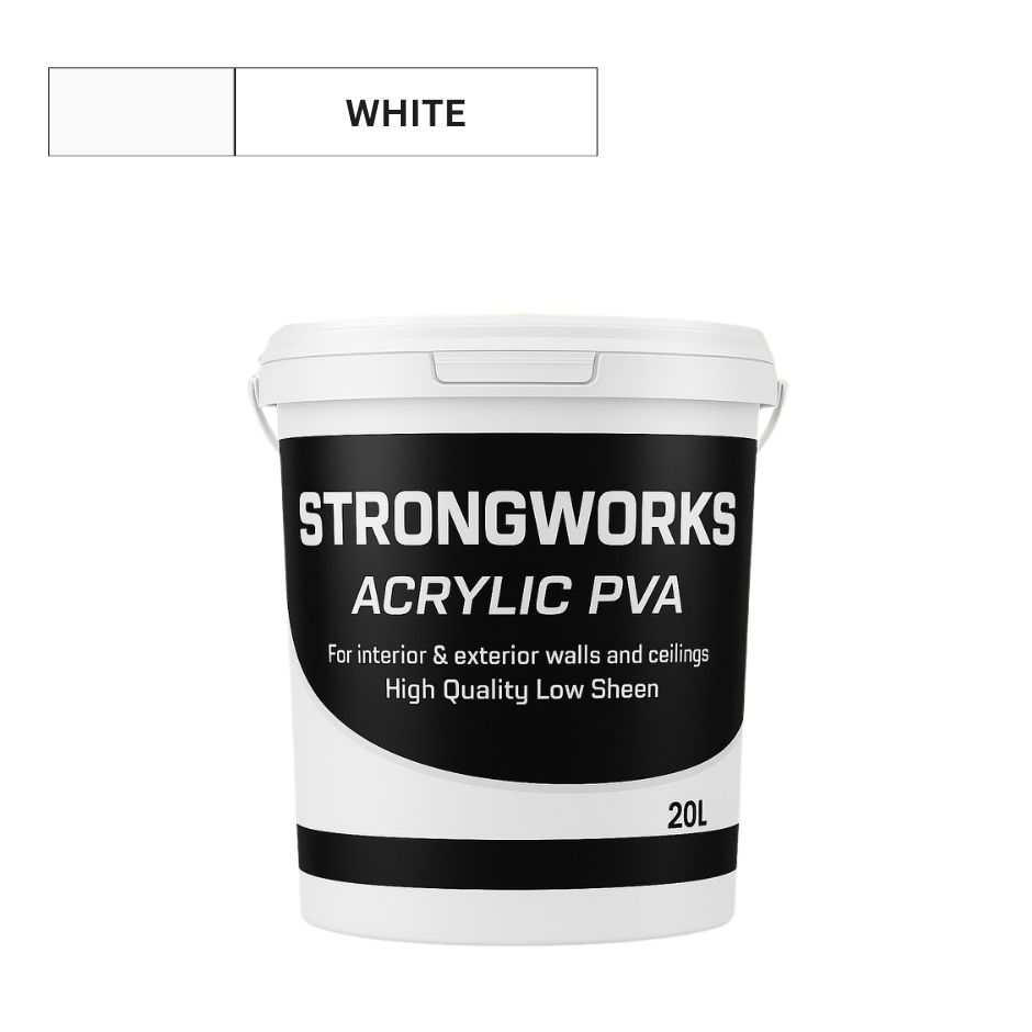Strongworks Acrylic PVA Paint 20L, Color: WHITE