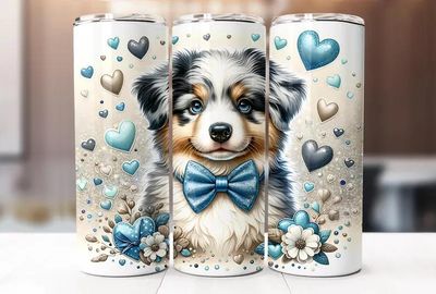 Australian Shepherd blue merle puppy tumbler