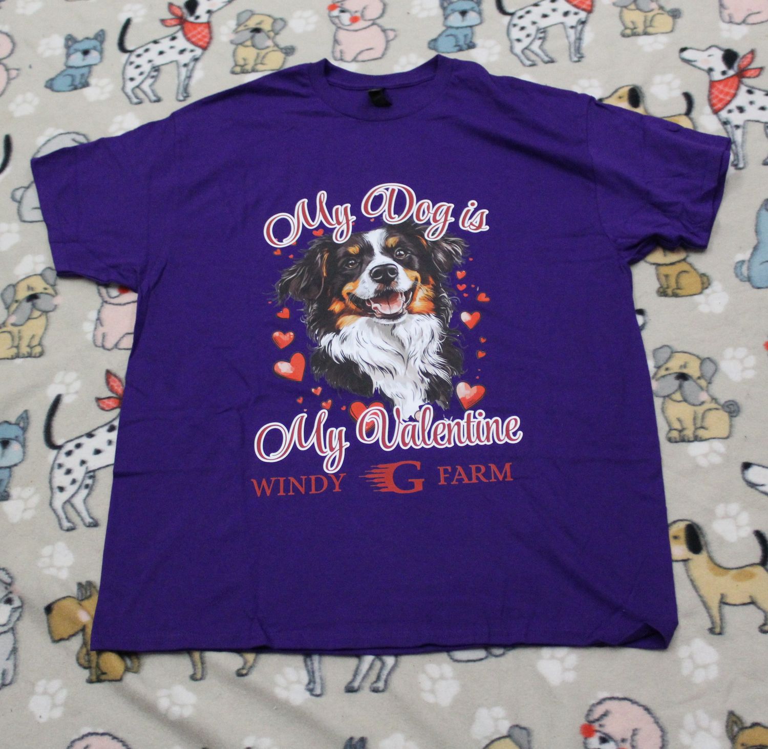 My Dog is my Valentine purple t-shirt