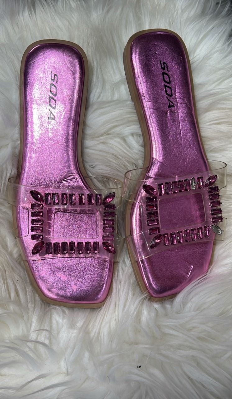 Peach Beaded slippers 003