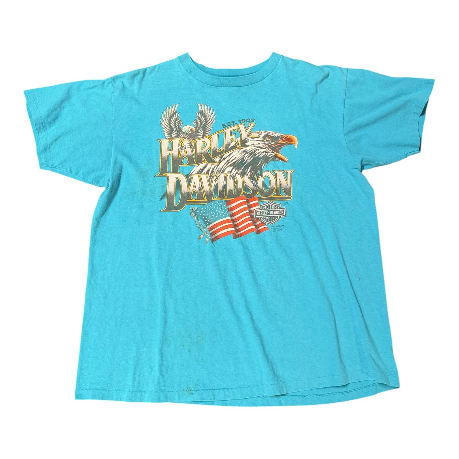 1990 3D Emblem Harley Davidson Tee L