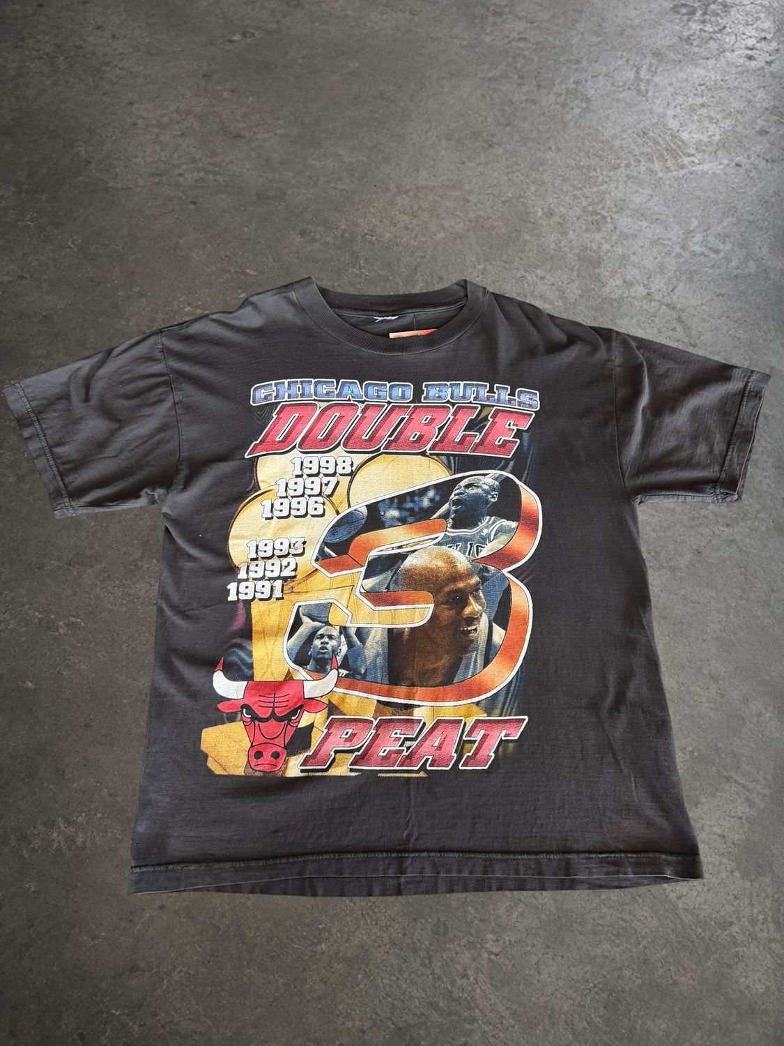 90s Chicago Bulls Double 3 Peat Rap Tee