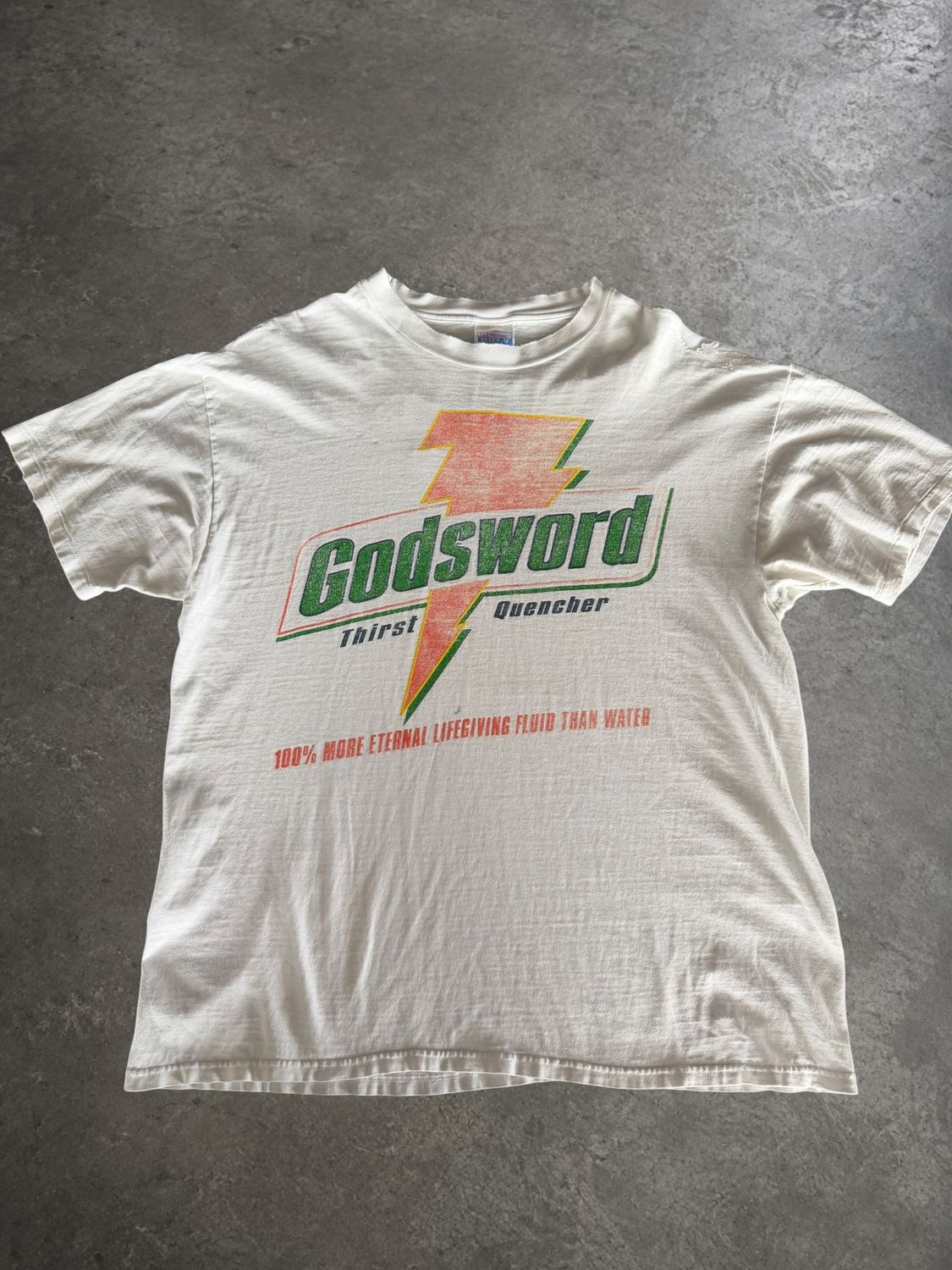 1995 Gatorade Godsword Faded &amp; Distressed Jesus Tee