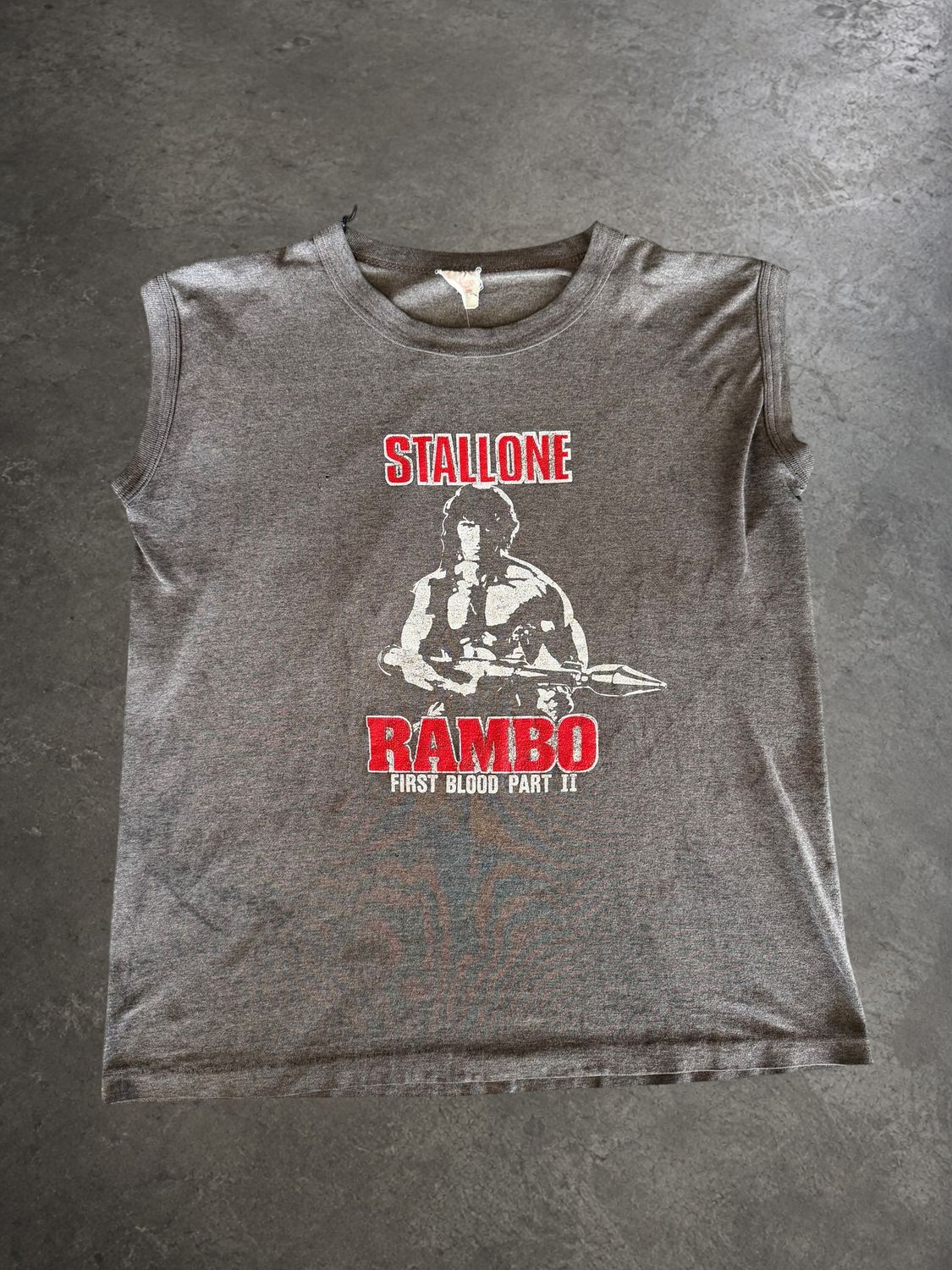 80s HBO Stallone Rambo Faded Sleveless Tee