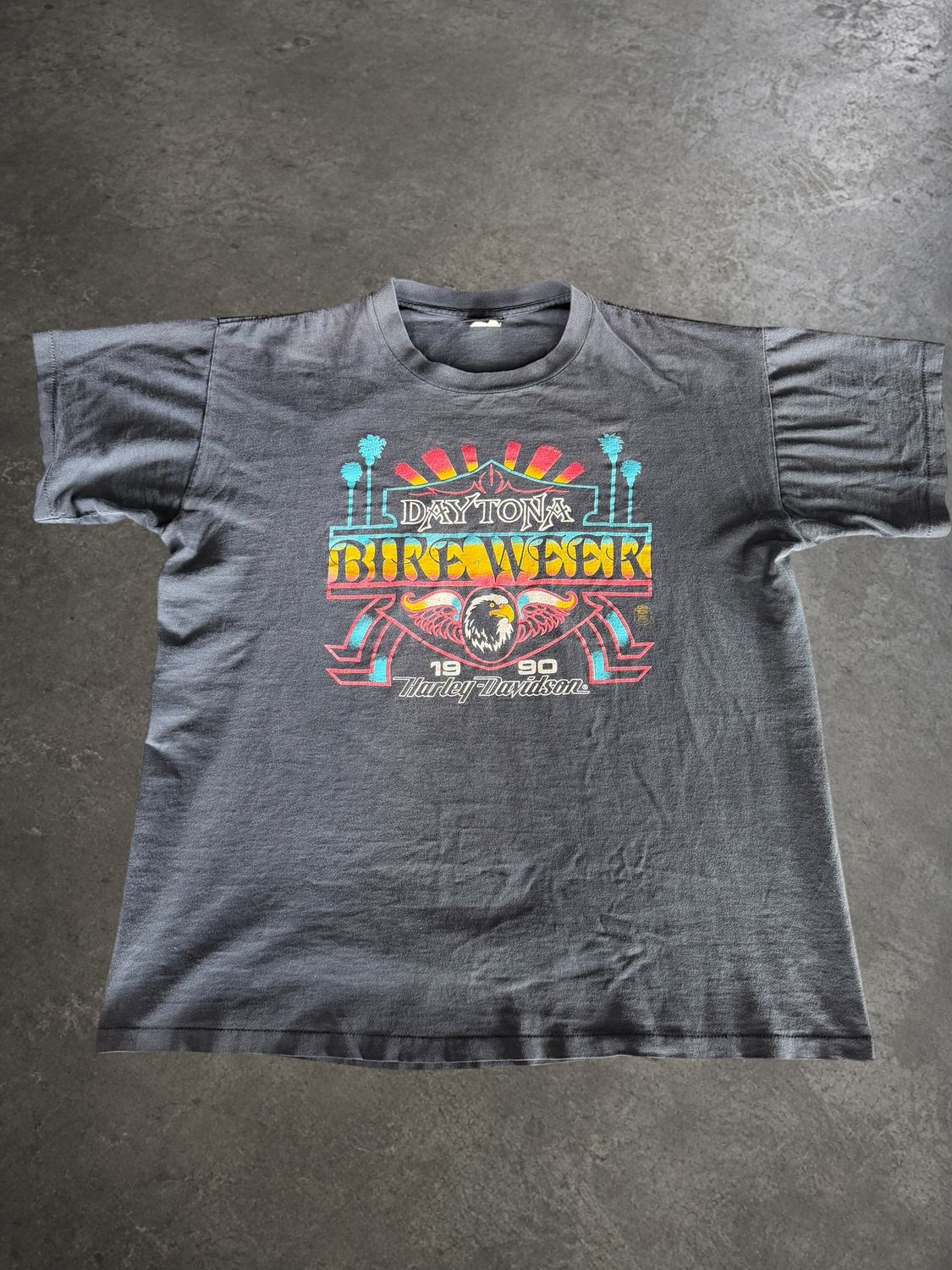 1990 Harley Davidson Faded Bike Week Tee