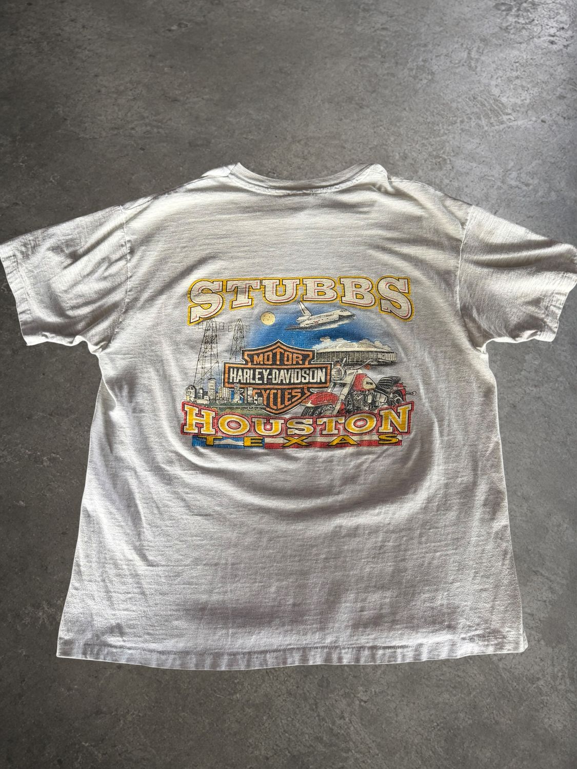 1995 Harley Davidson Faded &amp; Ditressed Pocket Tee