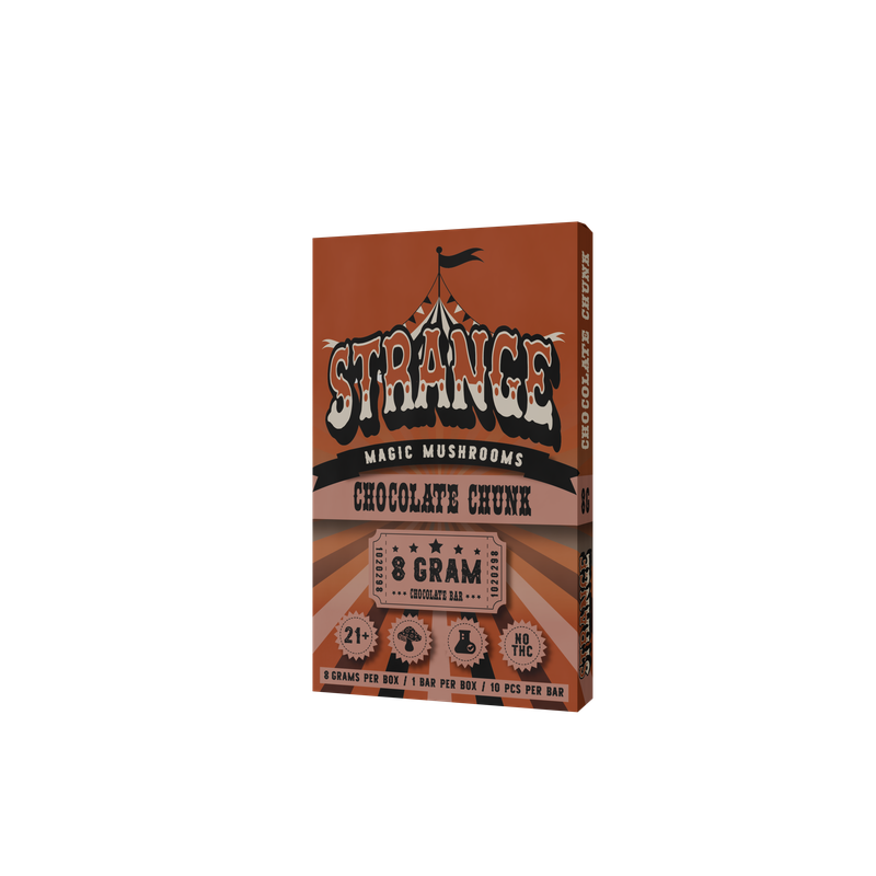 Strange Magic Mushroom Chocolate Bar – 8g Total per Bar, 10 Pieces, 1 Bar per Box
