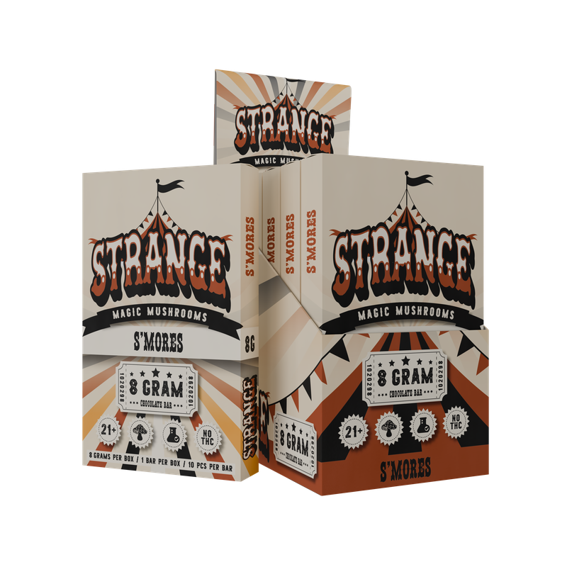 Strange Magic Mushroom Chocolate Bar – S'mores - 8g Total per Bar, 10 Pieces, 1 Bar per Box
