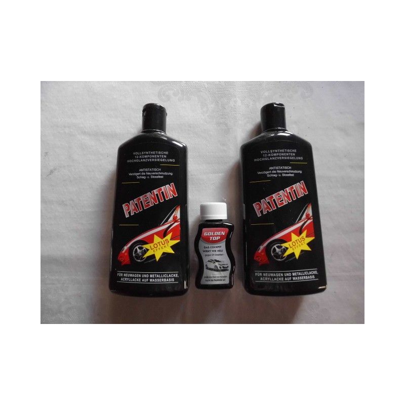 2 X Patentin mit Lotus-Effekt. Nach dem Lotusblüten Prinzip!!! a.500ml. und 2 Poliertücher und 1 X Golden-Top * Plastikpflege * 100ml.für nur 29,99€ (27,26€/Liter)