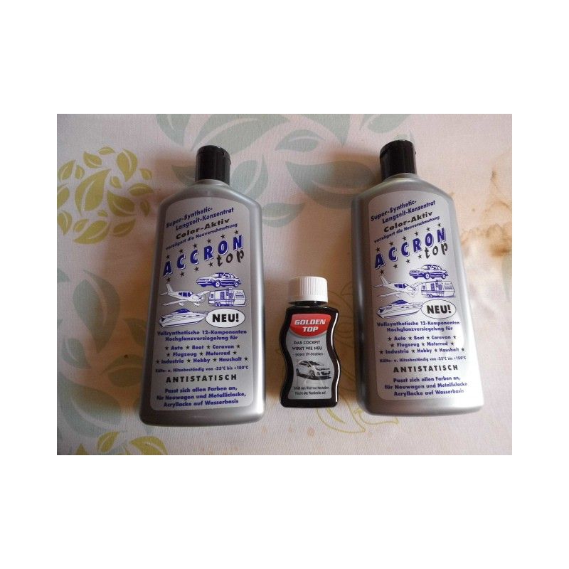 2 X Accron mit 12 Komponenten, a.500ml. 1 X Golden-Top * Plastikpflege * 100ml. (27,26€/Liter)