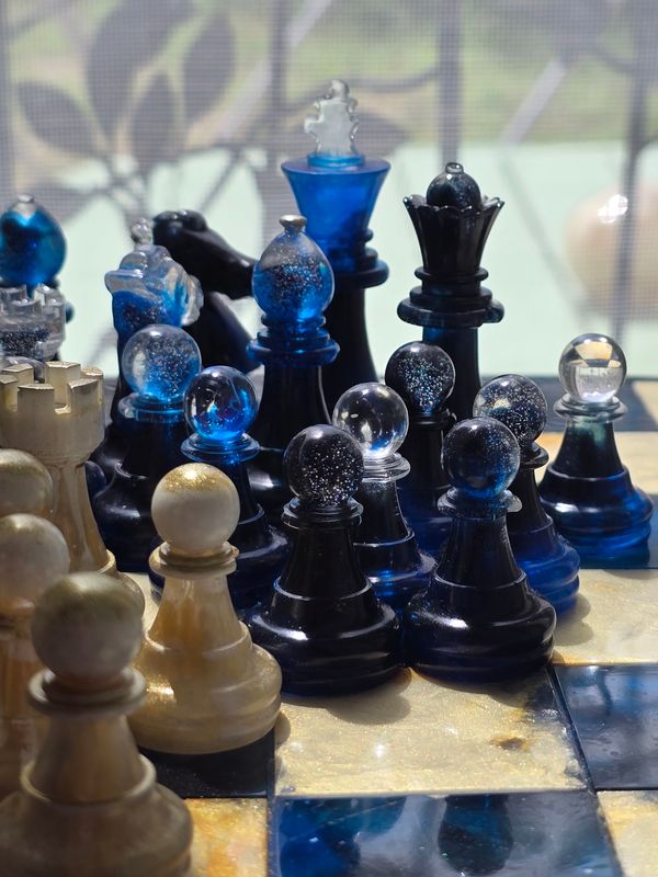 Jeu d'échecs effet marbre et lapis lazuli