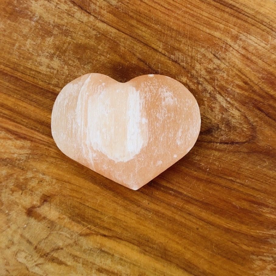 Peach Selenite Heart 8cm