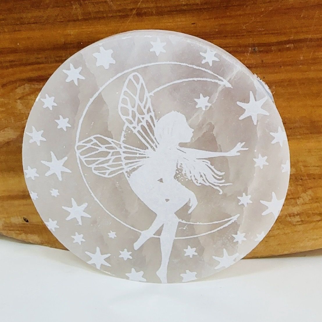 Selenite Round Fairy plate