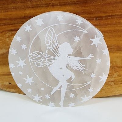Selenite Round Fairy plate