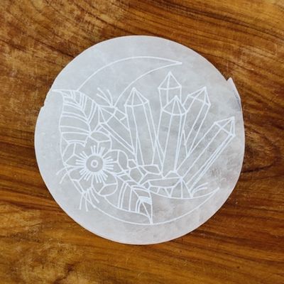 Selenite Round Crystal plate